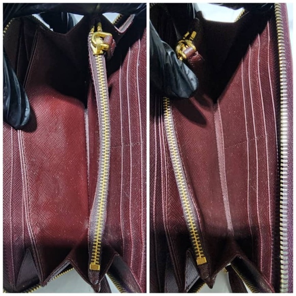 Authentic PRADA Saffiano Metal Zip Around Wallet Wine - Picture 10 of 14